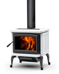 Vista Classic LE2 wood stove with black door and black legs
