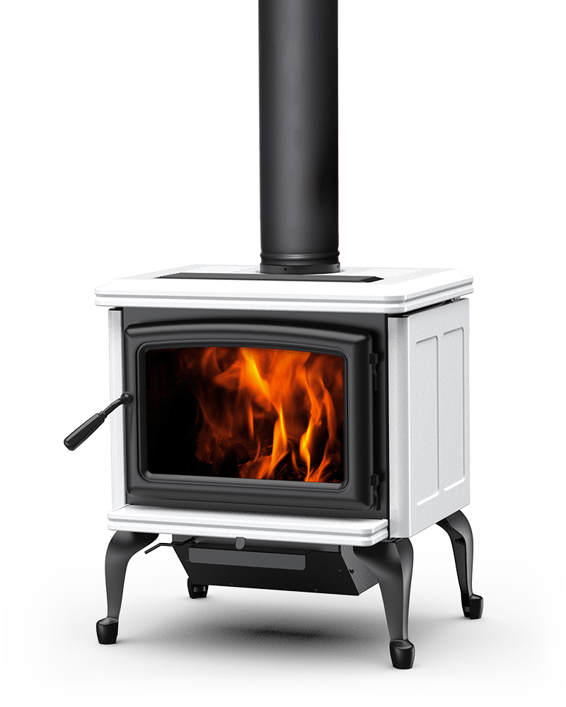 Vista Classic LE2 wood stove with black door and black legs