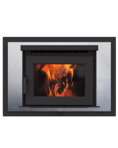 FP16 LE zero-clearance wood-burning fireplace with stainless steel surround