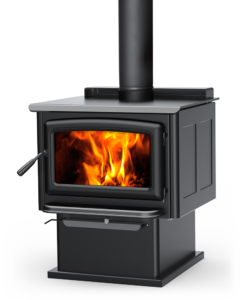 Summit LE woo stove with pedestal and black door
